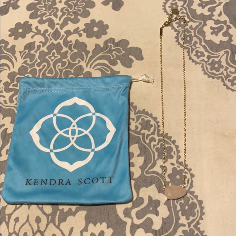 Kendra Scott gold and rose quartz necklace